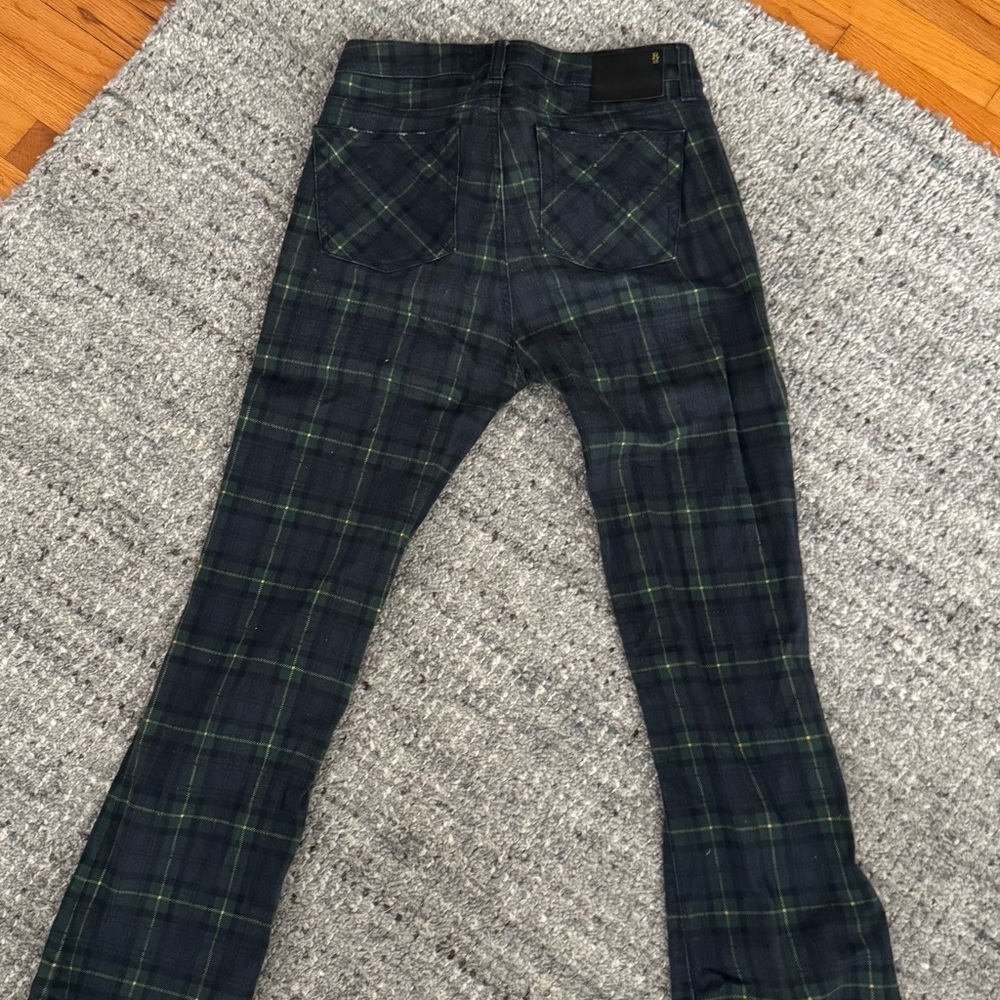 R13 Tartan Flare Pants in Blue and Green - Picture 4 of 9